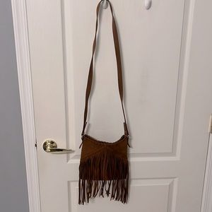 Express fringe cross body purse